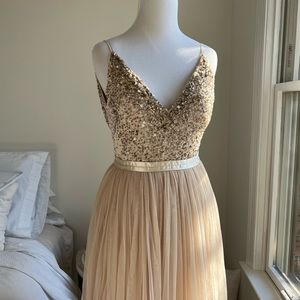 BHDLN by Anthropologie champagne bridesmaid/prom dress size 0